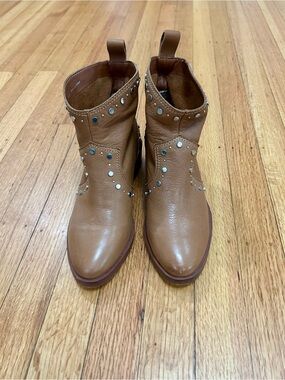 Dolce Vita Brown Studded Leather Ankle Booties